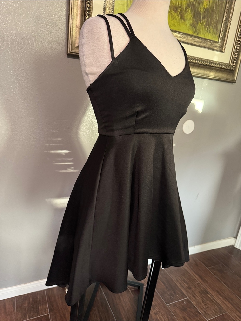 Brandy Blu Black Double-Strap Mini Dress